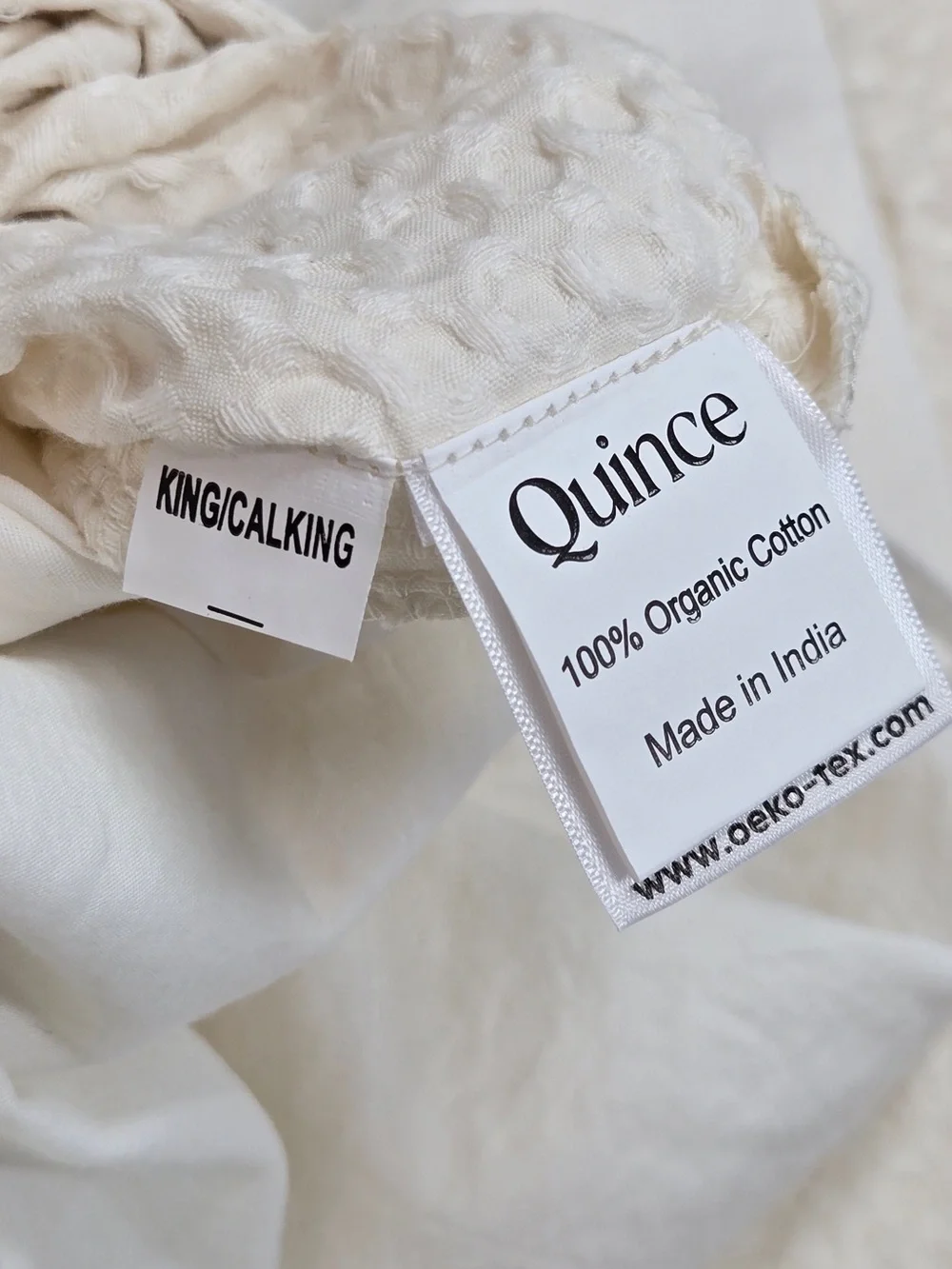 NWOT QUINCE Organic Luxe Honeycomb Duvet Cover King/Cal King Undyed 9292